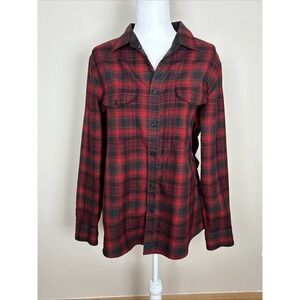 7 Diamonds Mens Red Black Plaid Shirt Size Medium (D17)